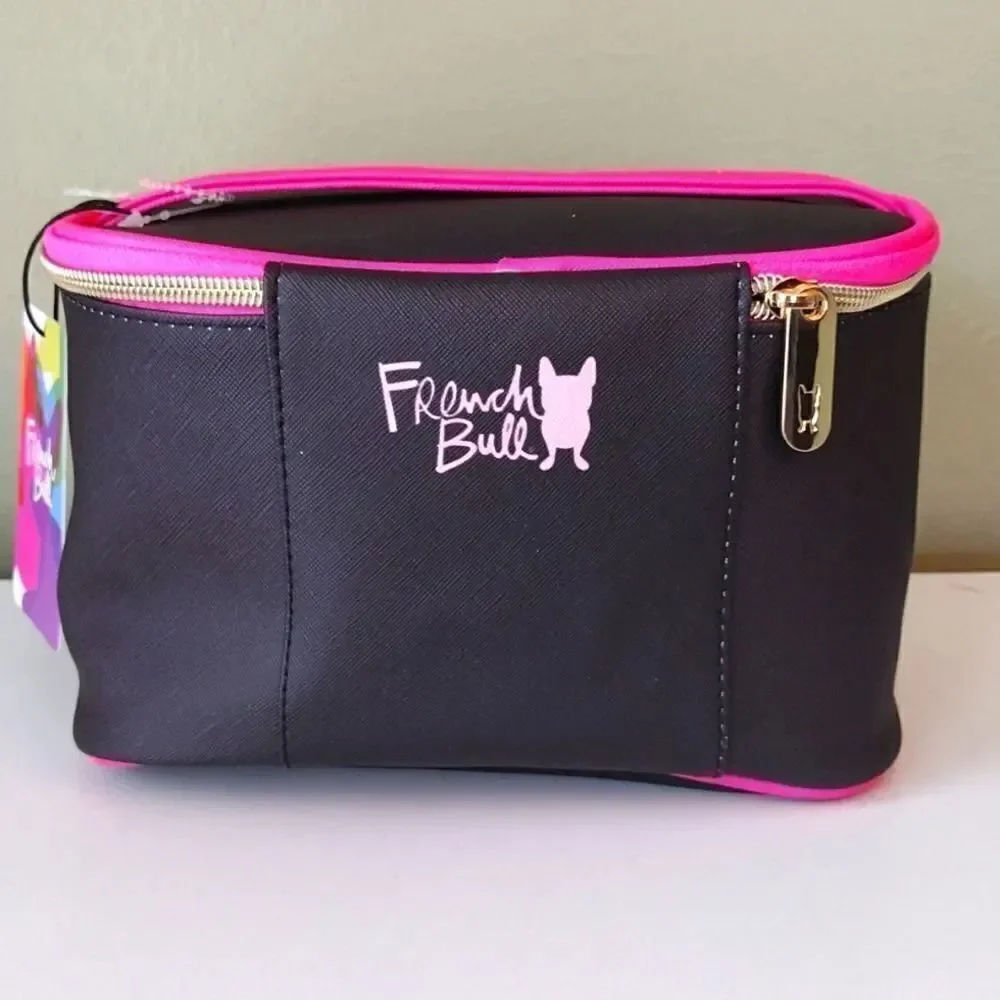 French Bull Black Pink Glam Up‎ Large Cosmetic Travel Case Organizer NWT